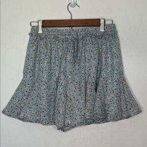 Paper Crane Floral Ruffle Skort Blue Multicolor Print Size Small NWT